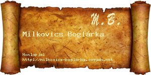 Milkovics Boglárka névjegykártya